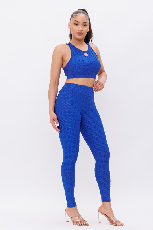 Front Keyhole Detail Crop Top And Leggings Set