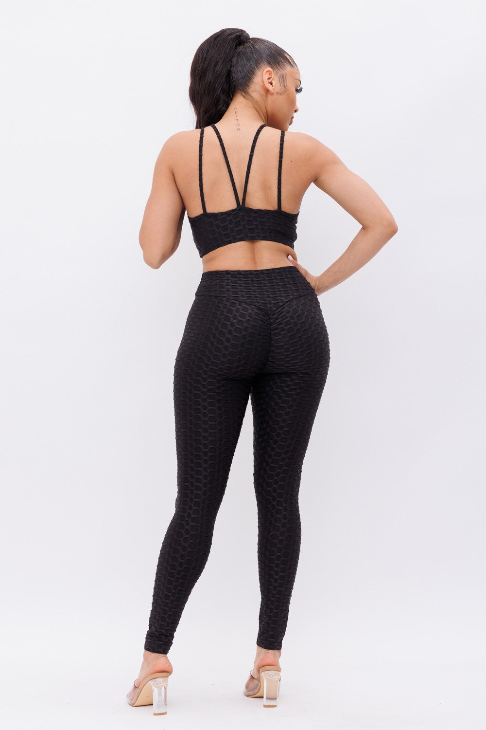 Front Keyhole Detail Crop Top And Leggings Set