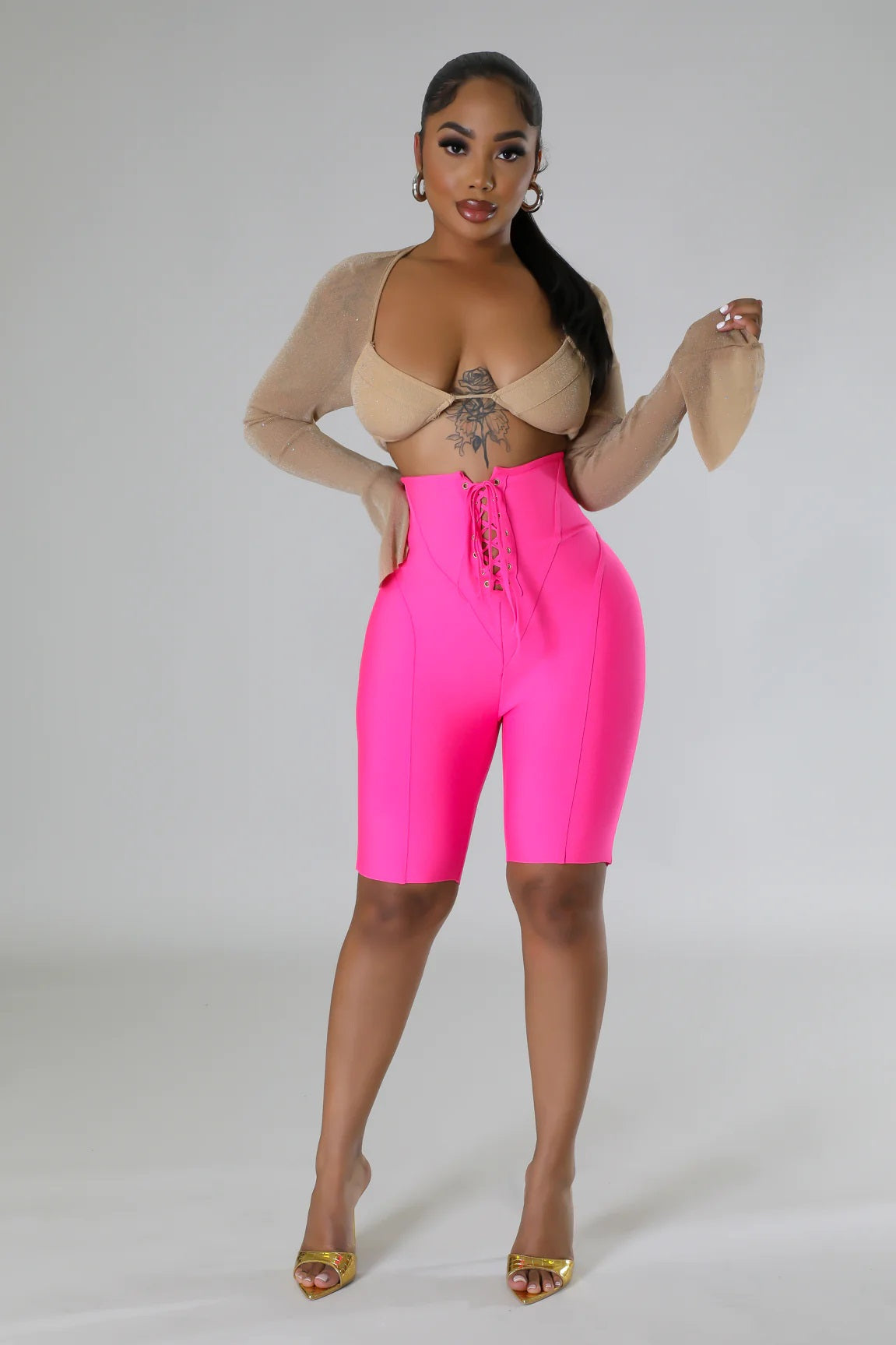 Laced up bandage shorts