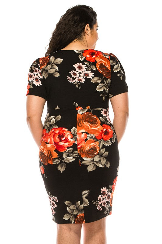 Floral print plus size dress