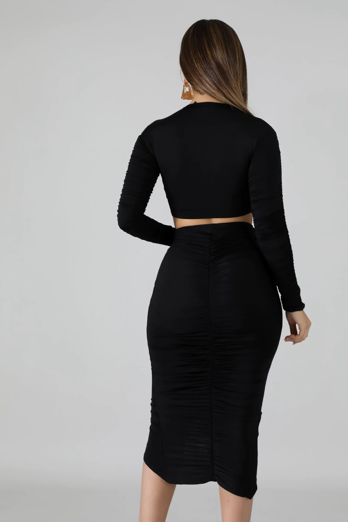 Scrunched Silk Skirt Set