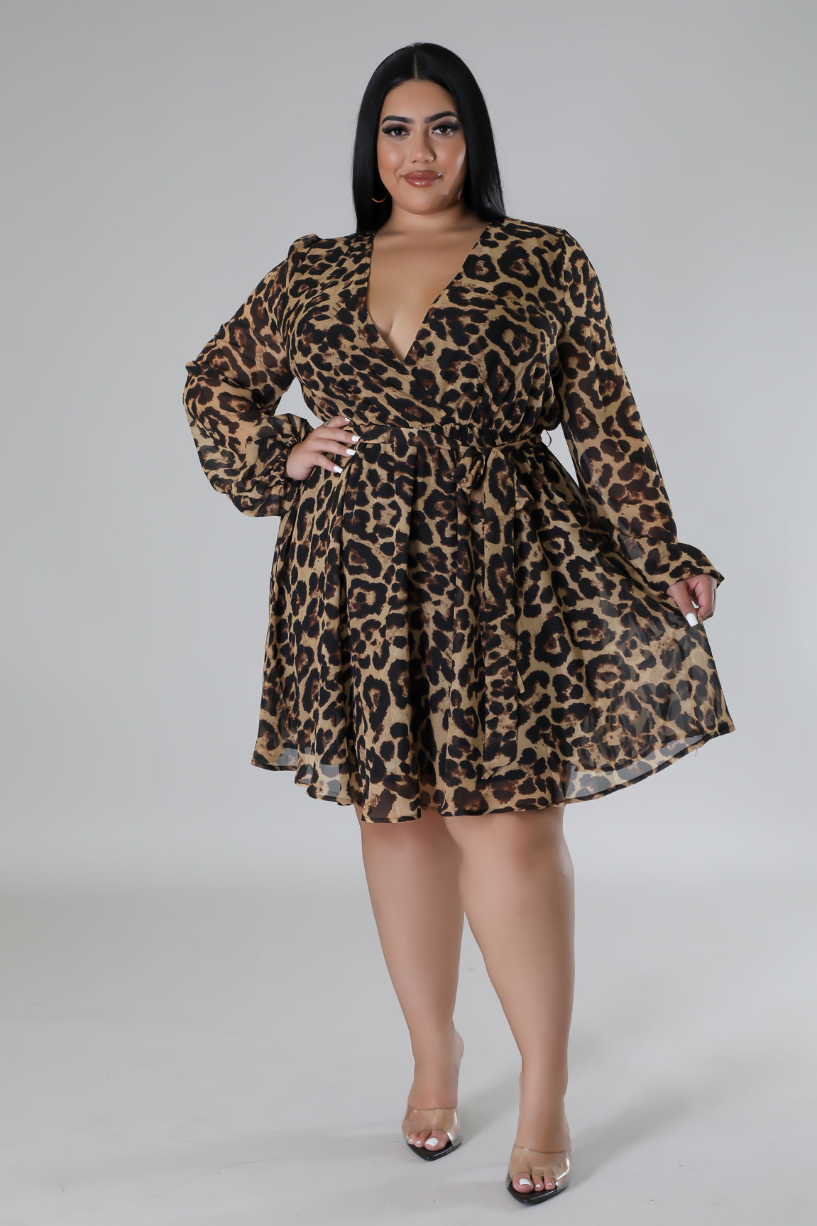 Animal print chiffon dress