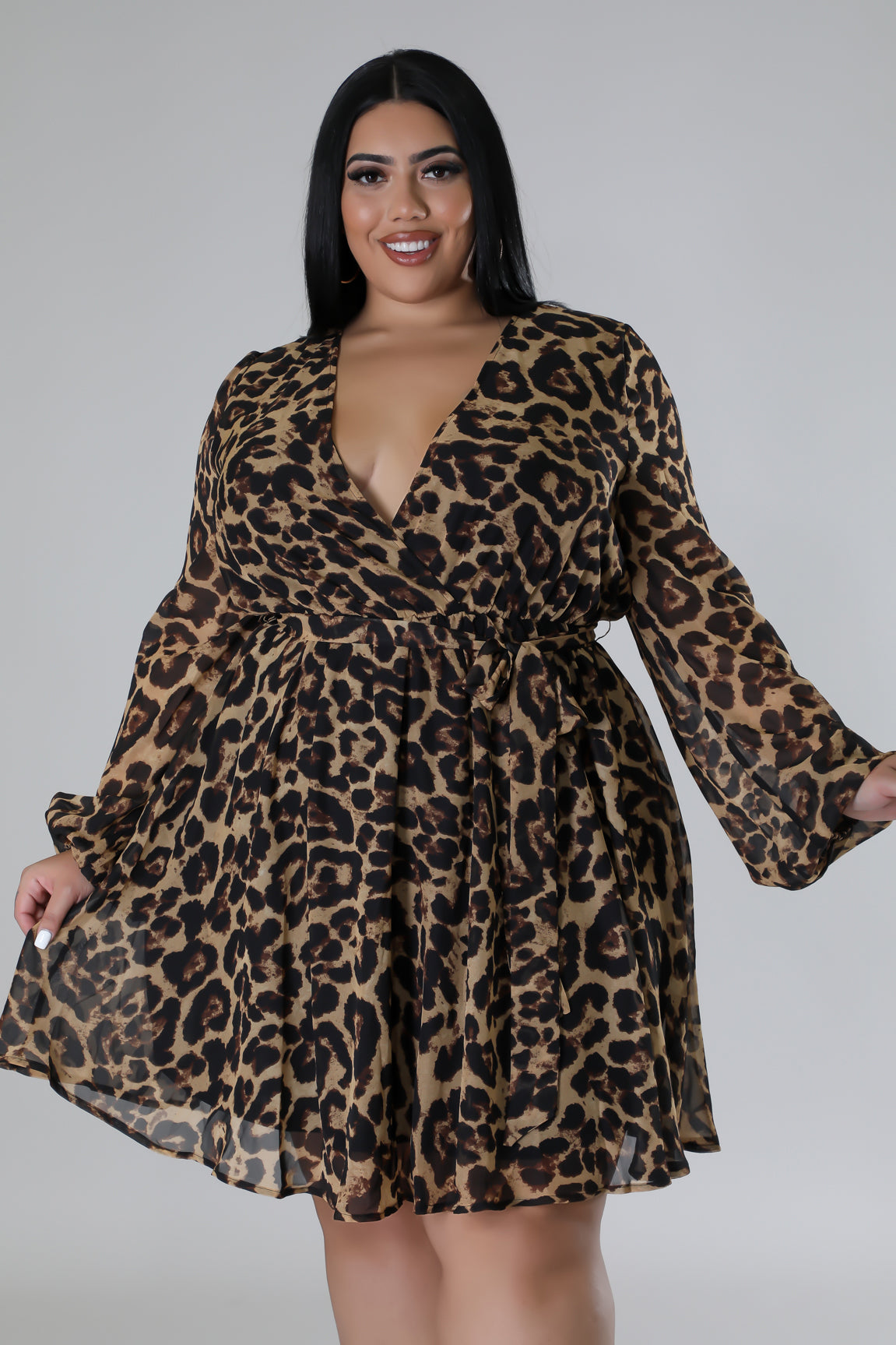 Animal print chiffon dress