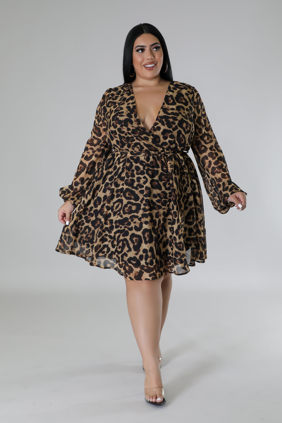 Animal print chiffon dress
