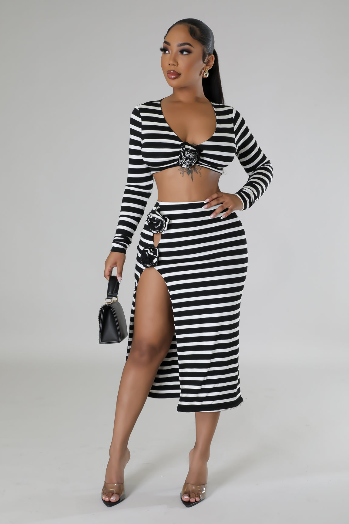 Stripe skirt set