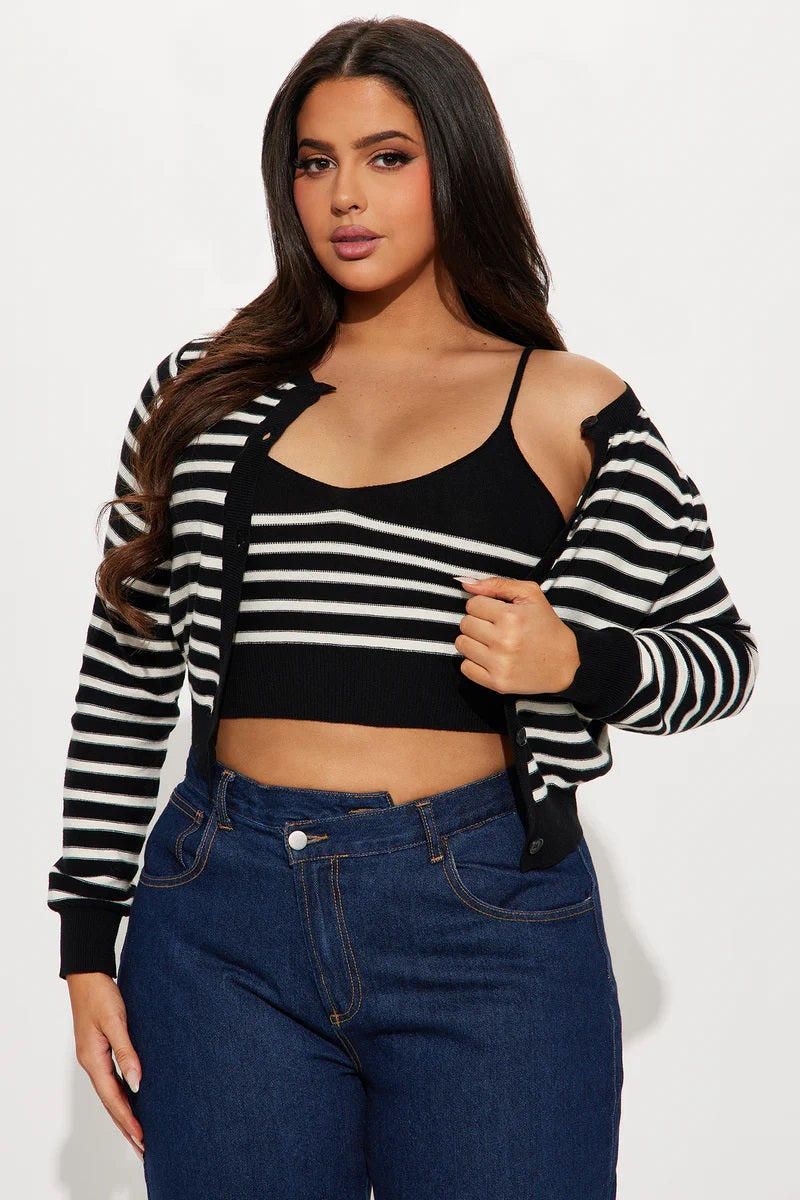 2 PC Striped Sweater Set
