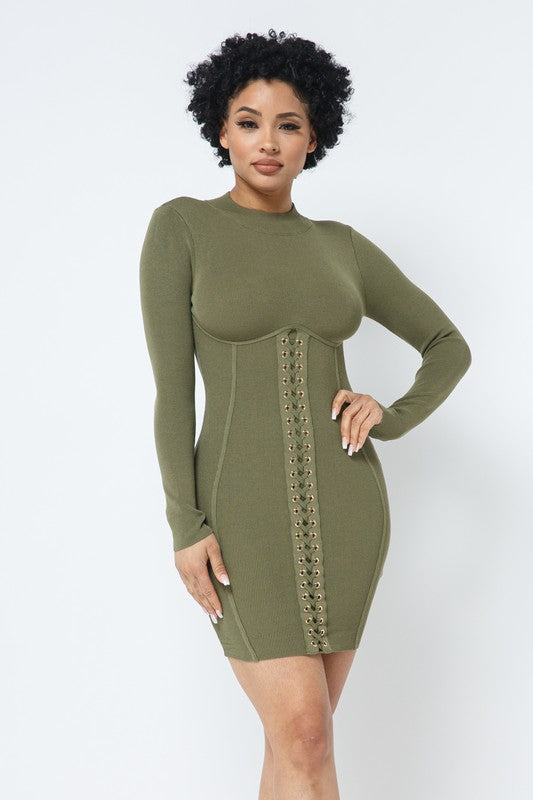 Lace up Girdle Dress