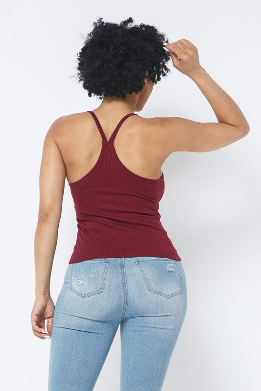 Rib Racer Back Sleeveless Tank Top