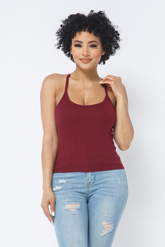 Rib Racer Back Sleeveless Tank Top