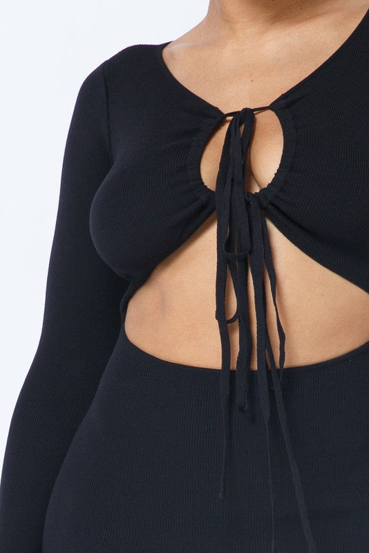 LSLV DRAWSTRING KEYHOLE DRESS