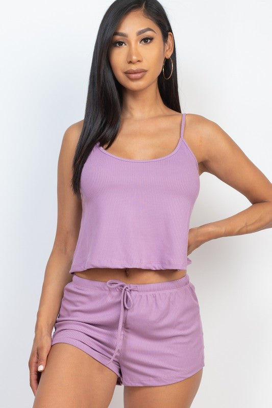 Strappy cami top and shorts set