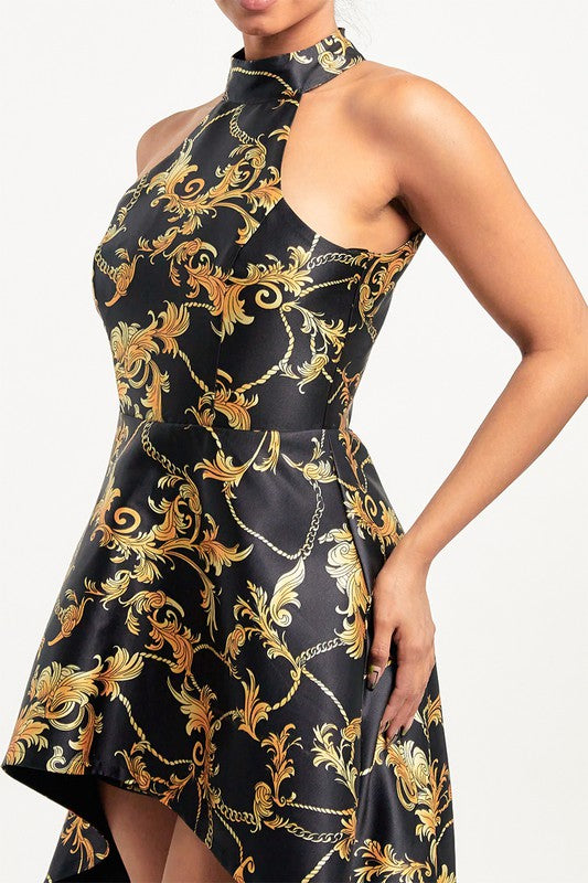 Mock neck High low dress
