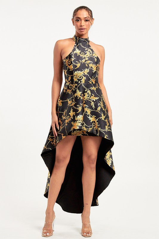 Mock neck High low dress