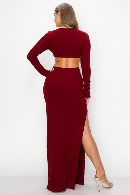 Rib knit Cut out Dress
