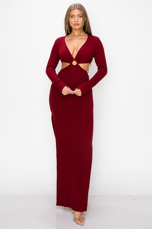 Rib knit Cut out Dress