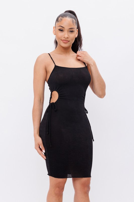 Open Side Waist Tunnel Spaghetti Tie Midi Dress – EnticeBody.com Open Side Waist Tunnel Spaghetti Tie Midi Dress – EnticeBody.com