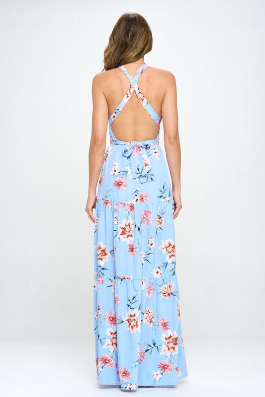 Floral halter maxi dress
