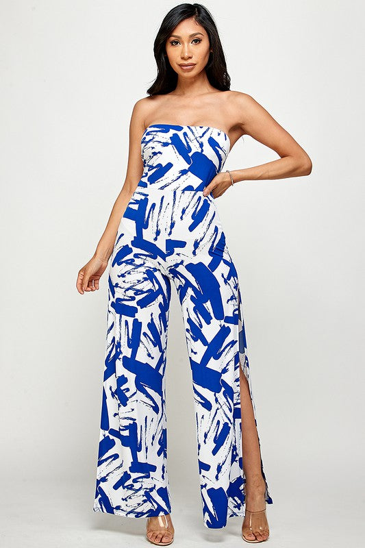 Tube jumpsuit with side slits