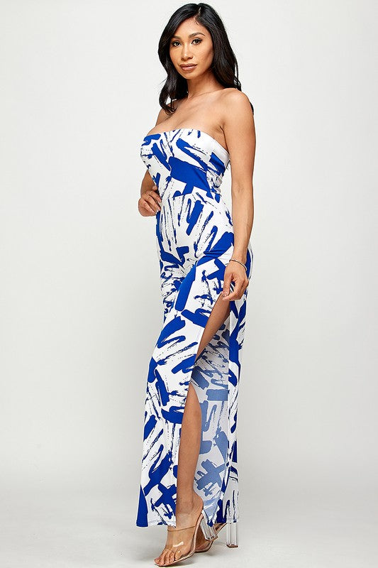 Tube jumpsuit with side slits