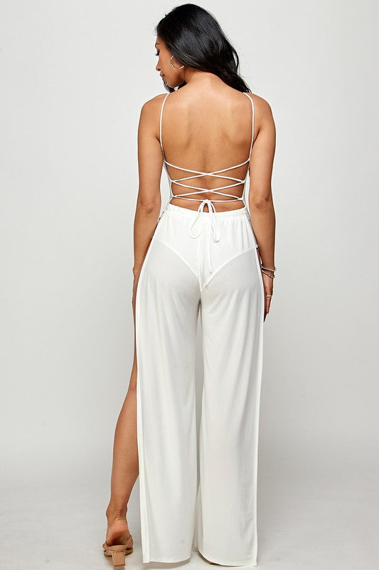 Back Lace up side open jumpsuit