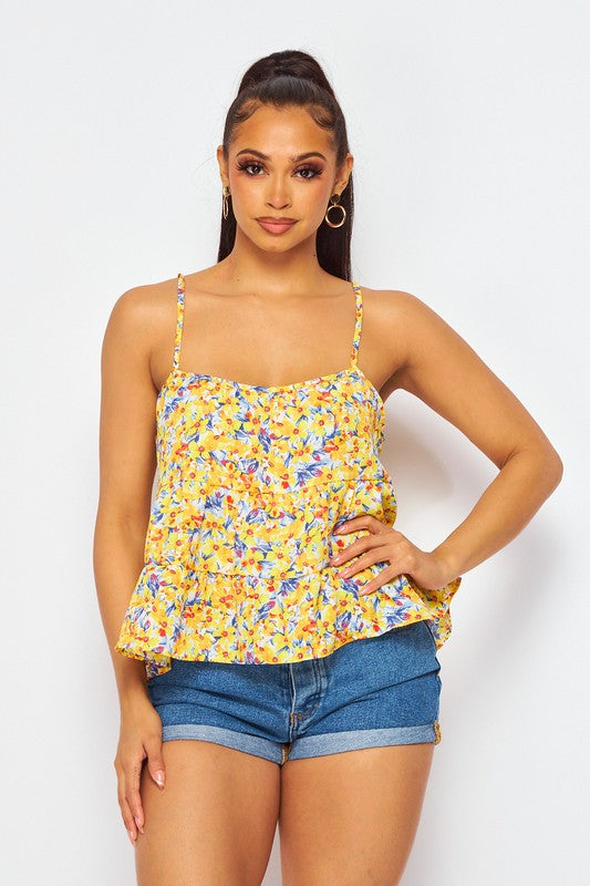 Floral ruffle top