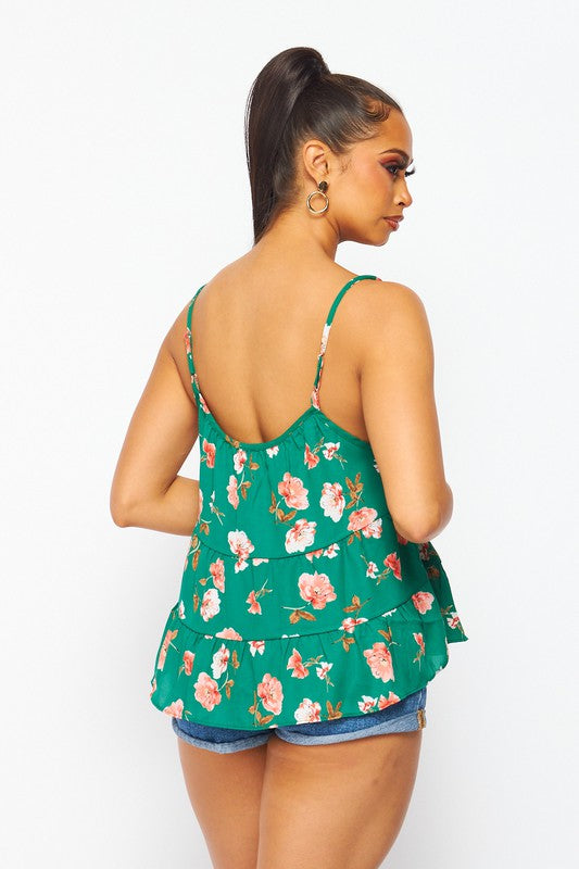 Floral ruffle top