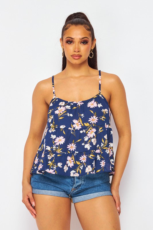 Floral ruffle top