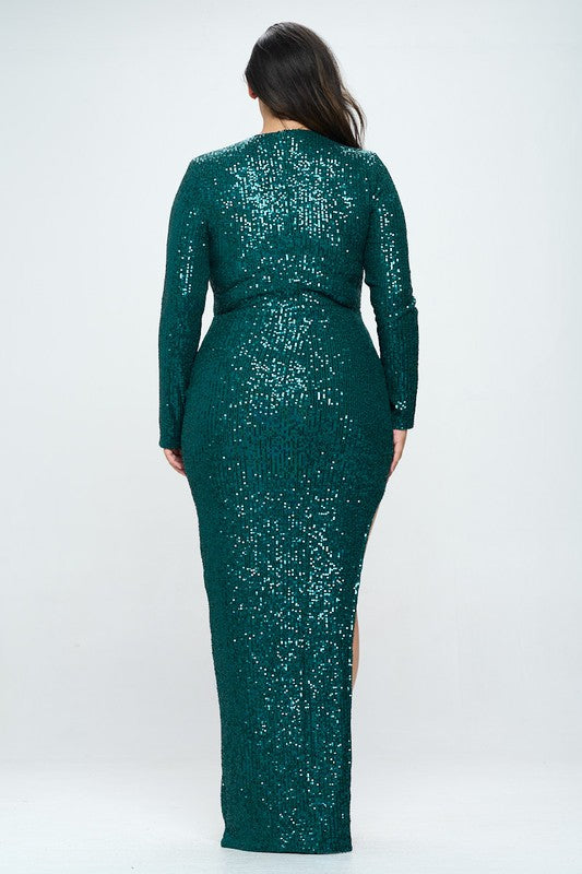 Long sleeve maxi sequin dress