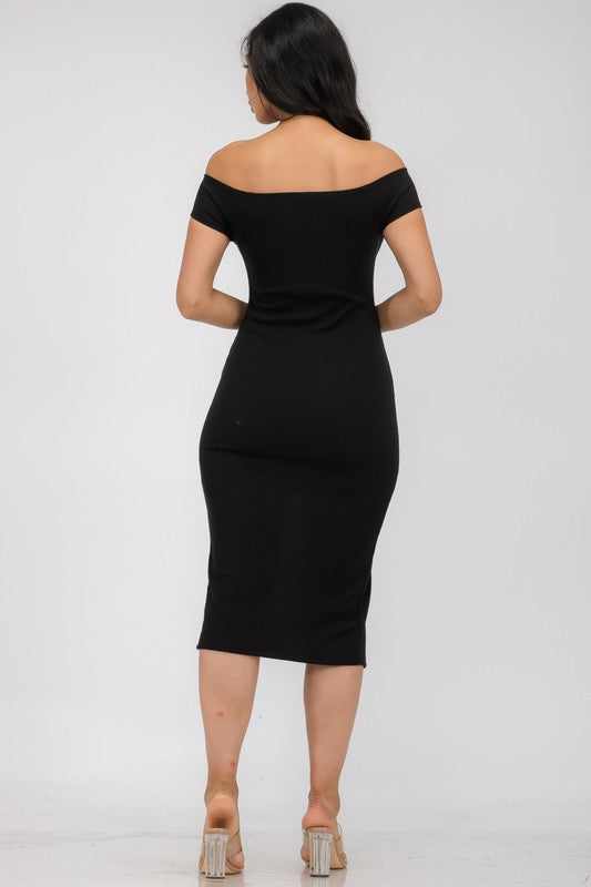 Off shoulderzip front dress