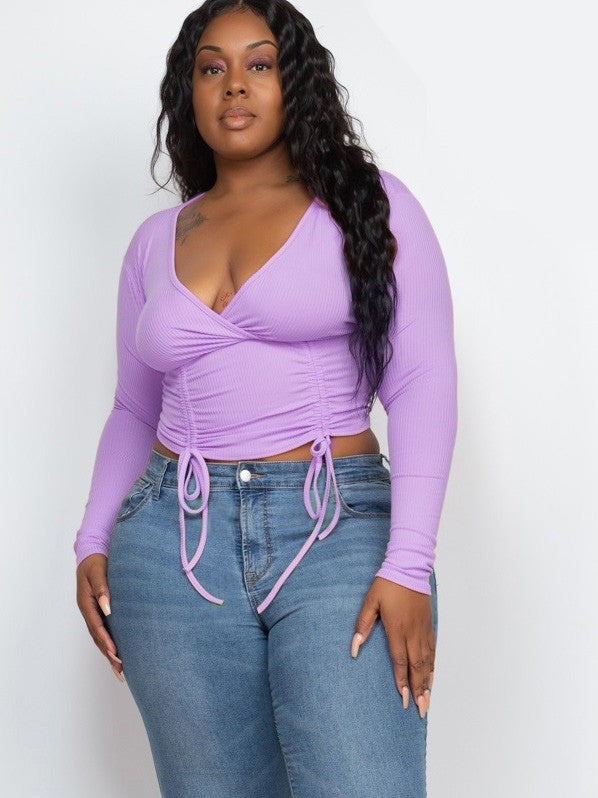 Plus Size Ribbed Crop Top & Leggings Set –