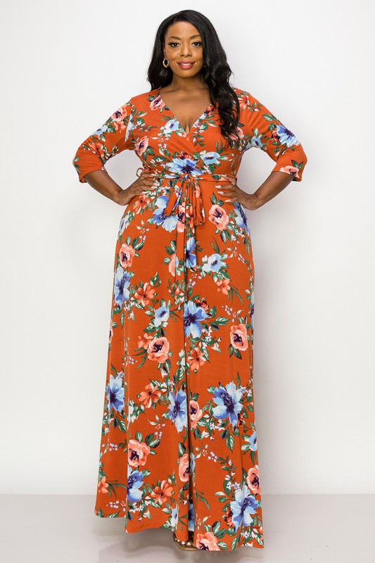 Rust Floral Plus Maxi
