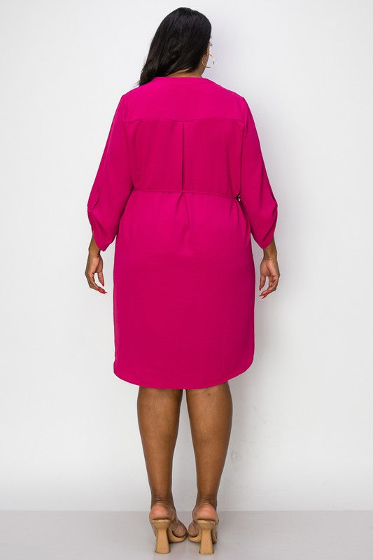 Plus size basic shirt dress