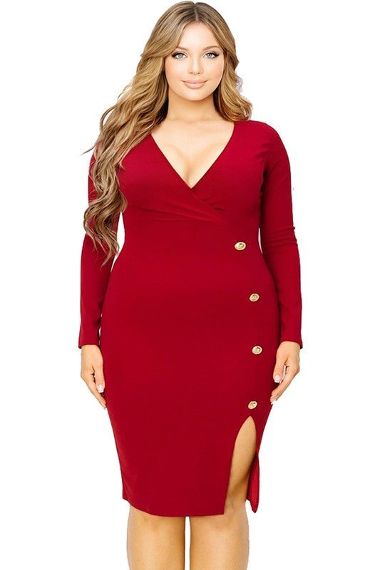Accented Button trim Plus dress