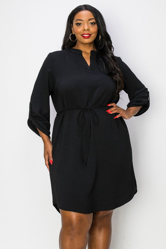 Plus size basic shirt dress