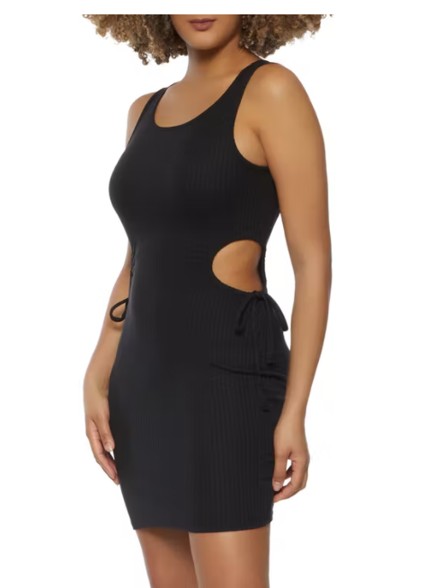 Rib Knit Cut Out Tank Dress