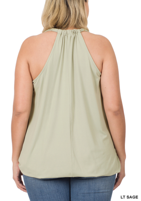 PLUS BRUSHED DTY SURPLICE HALTER TOP