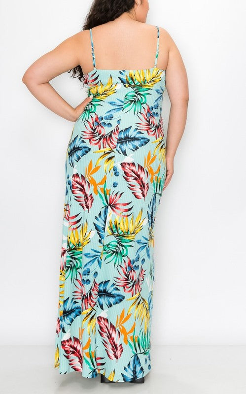 Plus tropical ribbed maxi