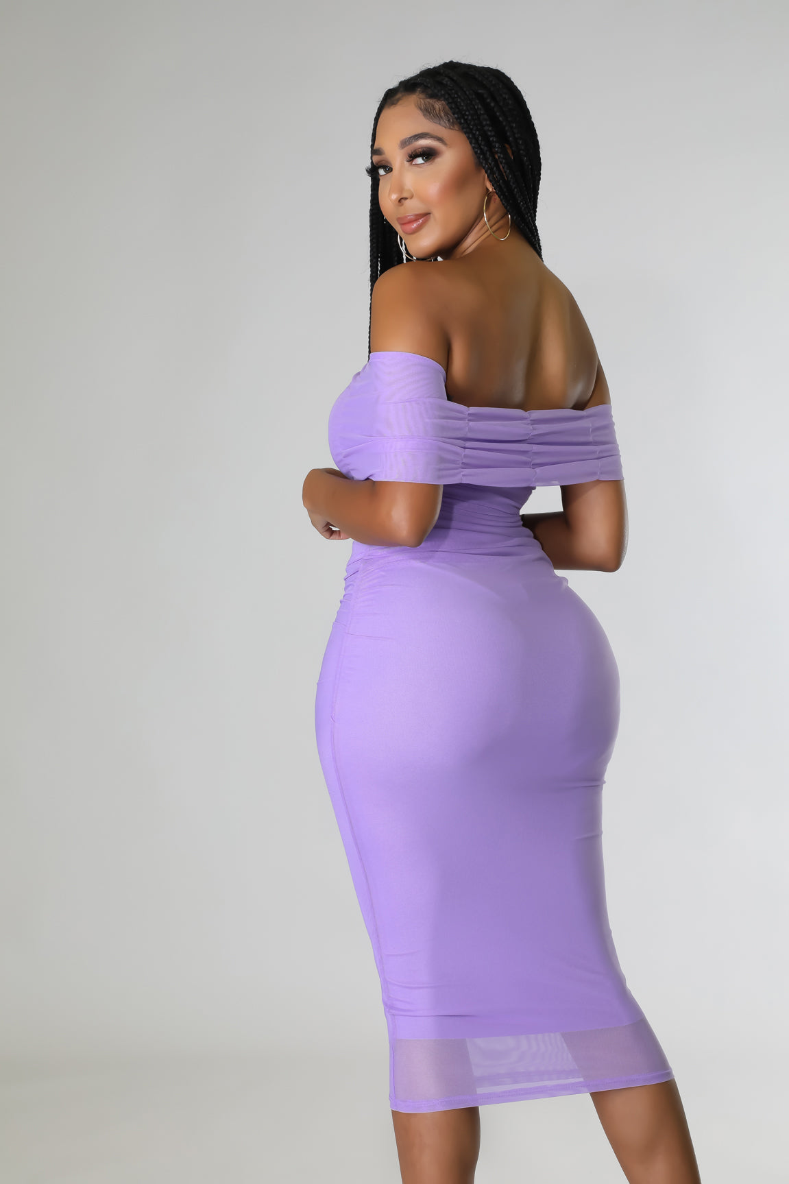 Offshoulder mesh dress
