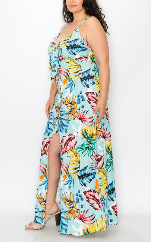 Plus tropical ribbed maxi