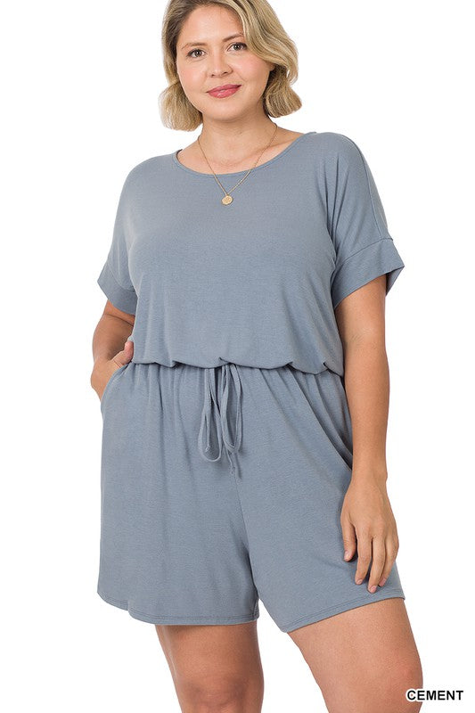 Plus Romper with Elastic waist