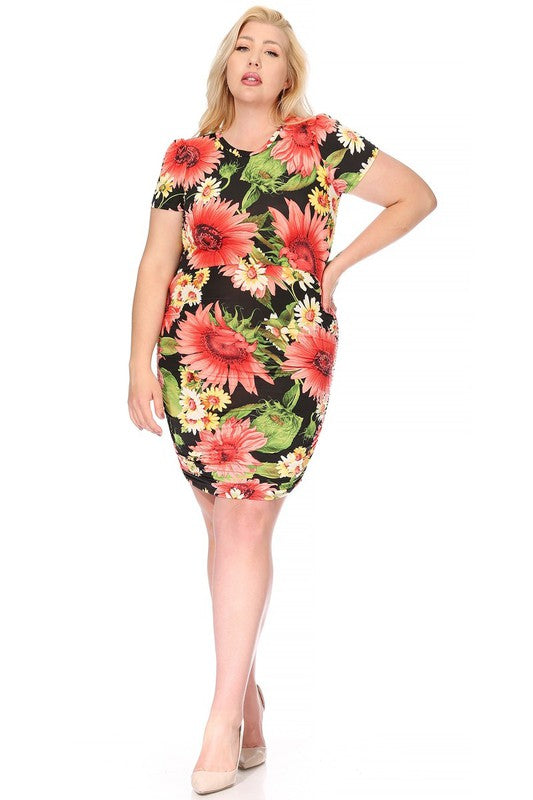 Plus size, floral print short dress