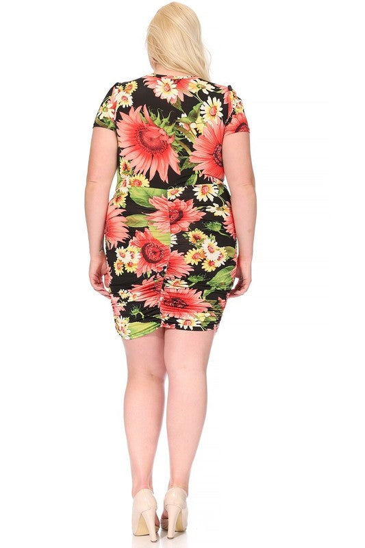 Plus size, floral print short dress