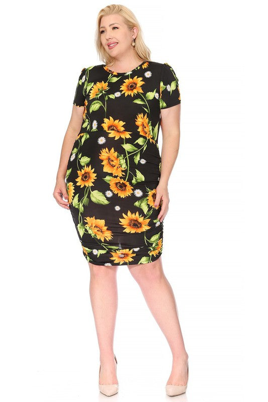 Plus size, floral print short dress