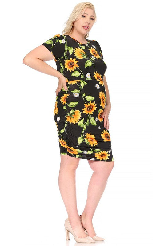 Plus size, floral print short dress