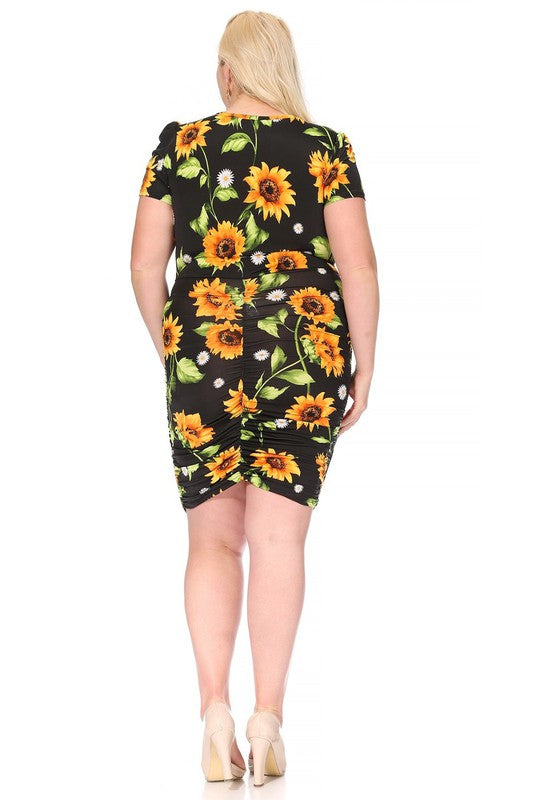 Plus size, floral print short dress