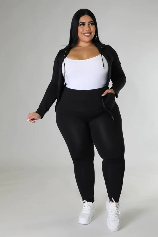 ZIP UP FRONT HOODIES AND LEGGINGS SET