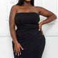 TEXTURED FABRIC TUBE TOP PLUS SIZE MIDI DRESS