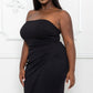 TEXTURED FABRIC TUBE TOP PLUS SIZE MIDI DRESS