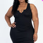 Plus size casual bodycon midi dress featuring a ribbed detail and split neckline