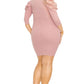 PLUS SOLID 3/4 PUFF SLEEVE MINI DRESS